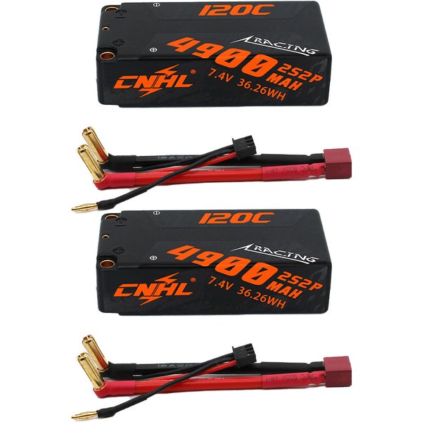 2 Packungen CNHL 2S 7,4V 4900mAh Lipo-Akku 120C mit Hartschalen-Gehäuse und Deans T-Stecker für RC-Auto, Panzer, Boot, Fahrzeug, LKW, Buggy