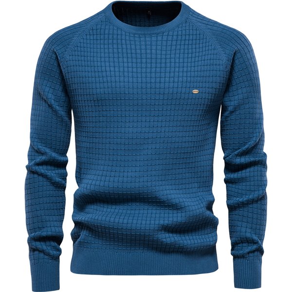AIOPESON coton hommes chandails couleur unie col rond haute qualité maille pulls mâle nouveau hiver automne chandails de base pour hommes