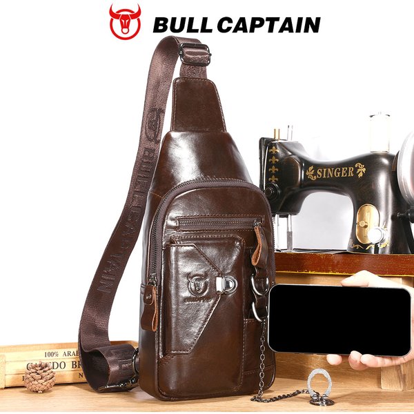 BULLCAPTAINN 100% Echtes Leder männer Brust Tasche Schulter Messenger Taschen Brust Mode Marke Multifunktionale Handy Tasche der