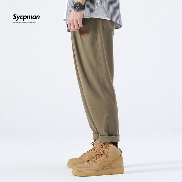 Sycpman-Pantalon Décontracté à 9 Points pour Homme, Vêtement à 50 Fils, Coupe Droite, Style Japonais, pour Travail, FjHarem