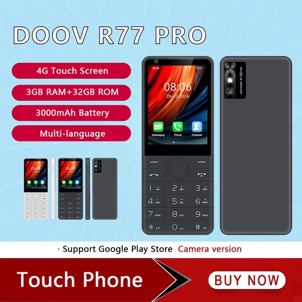 DOOV R77 Pro 4G téléphone portable écran tactile intelligent 2.8 pouces 3GB + 32GB SmartPhone Android 5MP caméra Whatsapp clavier russe hébreu