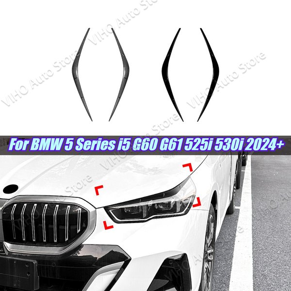 Für BMW 5er i5 G60 G61 525i 530i 2024 2025 2 Stück Scheinwerfer-Augenlider-Abdeckung Seiten-Scheinwerfer-Augenbrauen-Zierleiste Aufkleber Auto-Zubehör