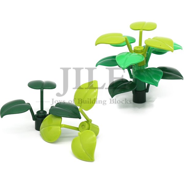 50 pièces MOC 6255 Tige de plante avec clous et 3 grandes feuilles, blocs de construction de tronc d'arbre compatibles avec les briques de jardin tropicale, jouet