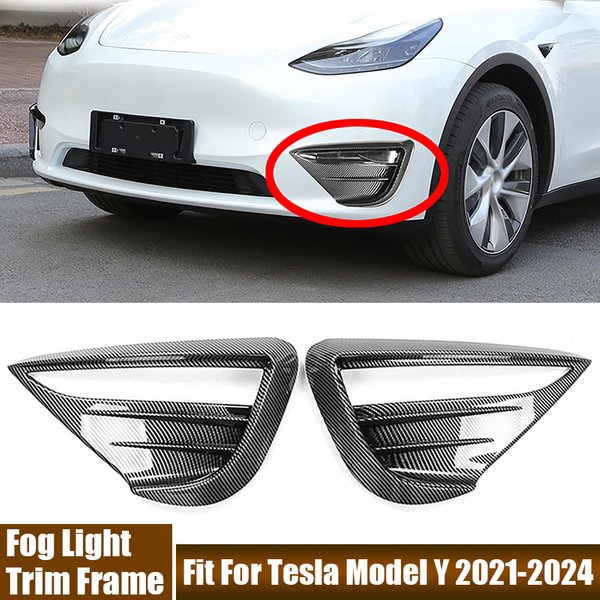 Für Tesla 2 Stück/Paar Auto-Nebelscheinwerfer-Zierrahmen, Auto-Modifikationszubehör, passend für Tesla Model Y 2021 2022 2023 2024