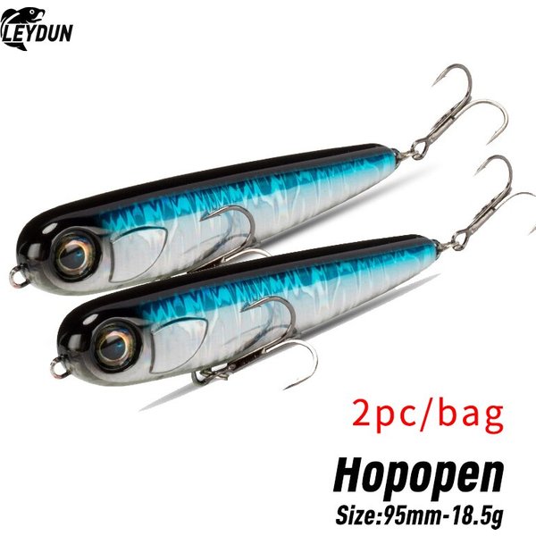HOPEN Schwimmende neue Angelköder, 95 mm, Bleistiftoberfläche, Wasseroberfläche, Salzwasser, harte Köder, Hundespaziergang, Seebarsch, Wobbler, Köder