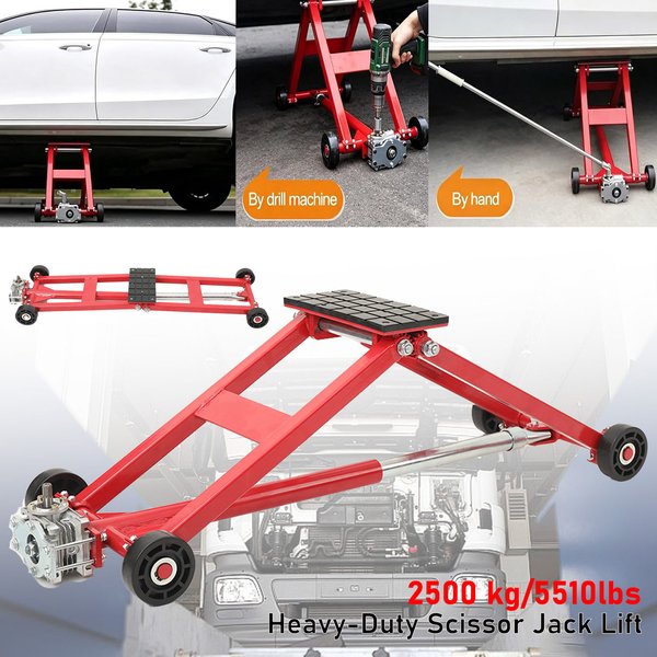 Robuster Scherenwagenheber mit einer Tragfähigkeit von 5510 lbs/2500 kg, Turbinenheber, tragbarer Mini-Wagenheber für Autowerkstätten, Garagenreparaturen und zum Heben von Fahrzeugen, verlängerter