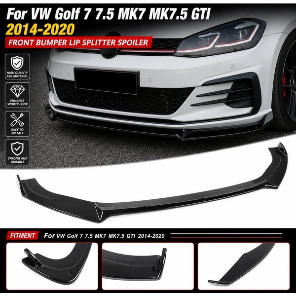 Frontstoßstangenlippe Splitter Spoiler für VW Golf 7 7.5 Mk7 Mk7.5 GTI 2014-2020 Karosserie-Kit Tuning Diffusor Hochglanz Schwarz