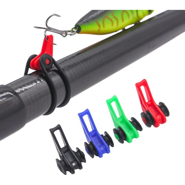 10PCS Bait Holder Plastic Fishing Hook Keeper Lure Safety Holder With 2 Rubber Rings For Fishing Rod Pole Fishing Tackle