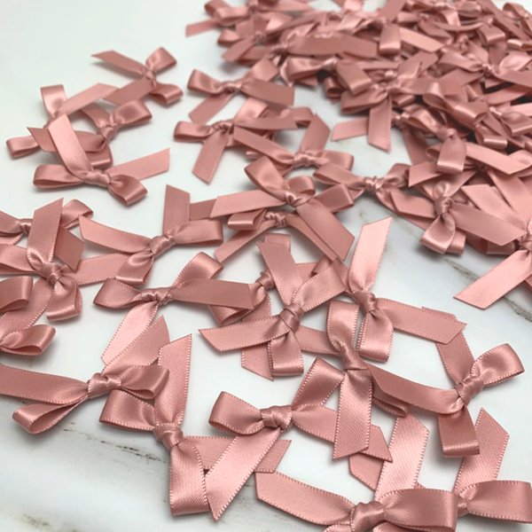(200 Stück) Frische rosa Schleifen, kleine Polyester-Satin-Bänder, Schleife, Blume, DIY-Basteldekoration