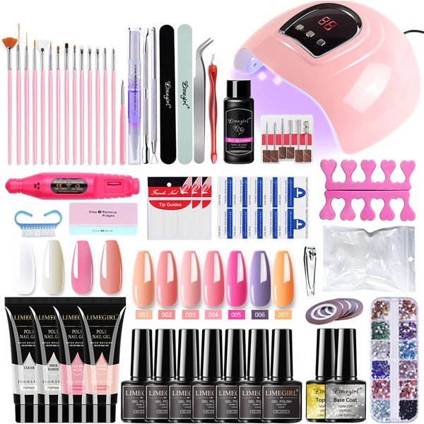 Nail Set With Nail Lamp Nail Dryer Nail Drill Machine Manicure Set Kit Poly Nail Gel Kit Polish Set Soak-off Nail Art Tools Sets