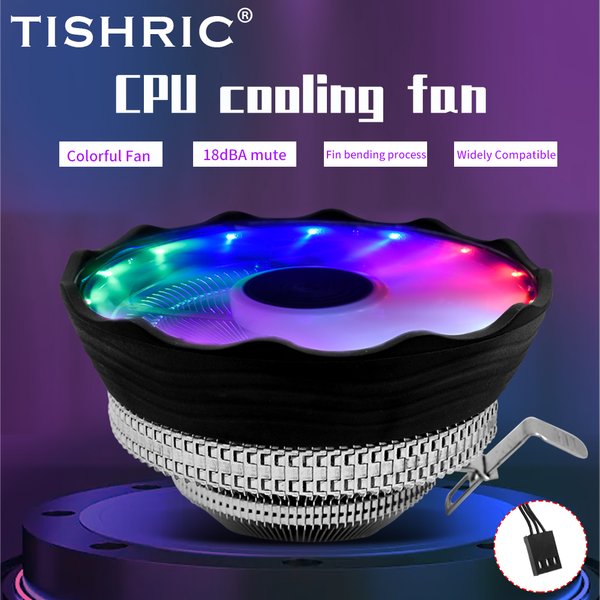TISHRIC CPU-Kühler Lüfter 120mm RGB 3Pin PWM Intel LGA 1700 1200 1150 1151 X79 E5 AMD AM3 AM2 X99 Prozessorkühler PC-Lüfter