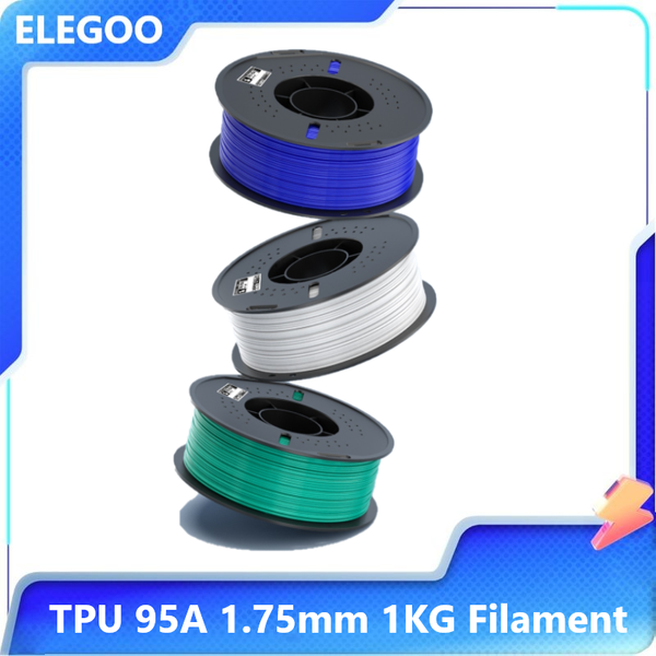 Filament ELEGOO TPU 95A 1,75 mm 1 kg/rouleau pour imprimante 3D, dureté Shore, flexible, haute résilience, élasticité pour la plupart des imprimantes FDM et la fabrication de coques de téléphone