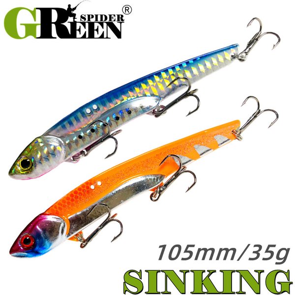 35g 10.5cm Metal VIB LureFishing Spoon Freshwater Fishing Hard Lure Slice Jig Bait Spoon Fishing Tackle Metal Jigging