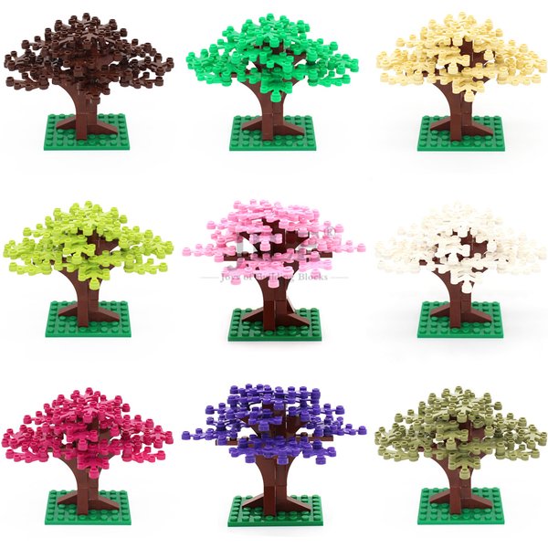 Moc bricolage plantes de jardin petit arbre 9 couleurs cour éclairer bloc de construction briques compatibles toutes les marques assemble des particules
