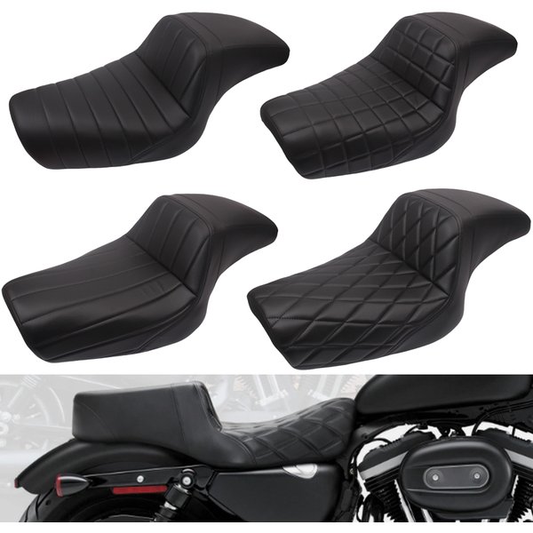 Motorrad PU-Leder Zweisitzer-Sitzkissen für Harley Sportster XL883 XL1200 48 Fahrer- & Beifahrersitzkissen