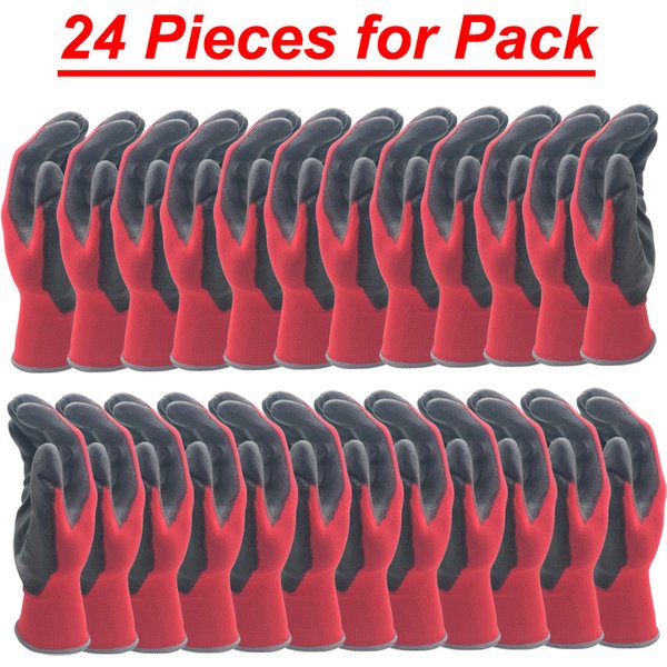 24 pièces/12 paires de gants de protection de travail professionnels pour hommes Construction femmes jardin gant de course en Nylon obtenu CE EN388.