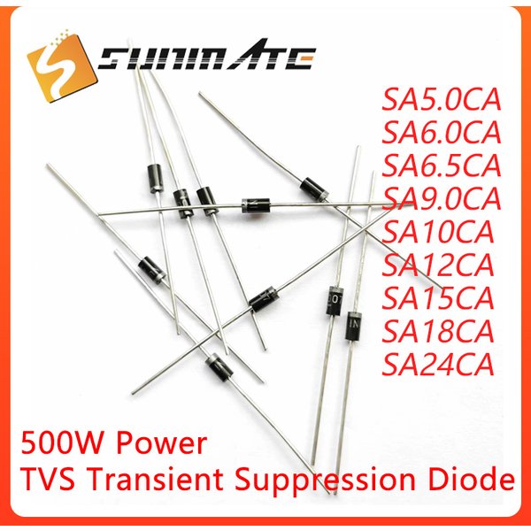 50PCS SA5.0CA SA6.0CA SA6.5CA SA9.0CA SA10CA SA12CA SA15CA SA18CA SA24CA DO-15 TVS transient suppression diode