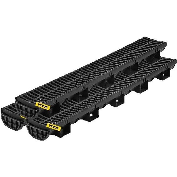 SucceBuy Drainage Trench Driveway Channel Drain With Plastic Grate 3-5 Pack HDPE Floor Drain Trench Drain Grate For Garden
