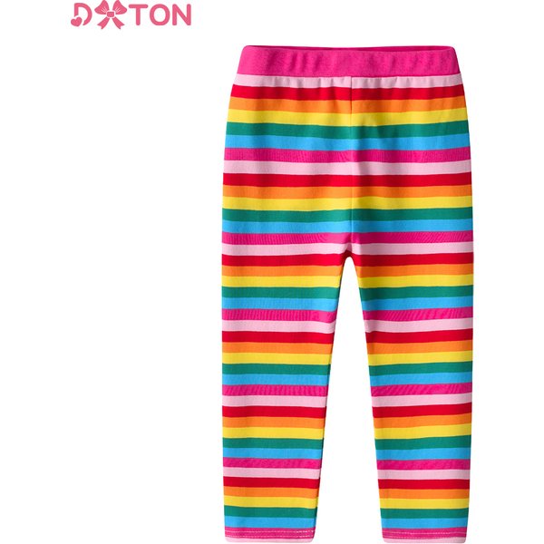 DXTON Mädchen Regenbogen Gestreifte Hosen Kinder Baumwolle Casual Leggings und Hosen Mädchen Strumpfhosen Bleistift Hosen Kinder Kleidung 2-12 Jahre