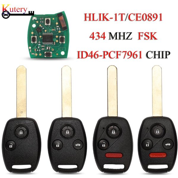 Jingyuqin CE0891/HLIK-1T Clé De Voiture À Distance Pour Honda Accord Civic City HRV 152 Pilote Jazz Odyssey 433.92 Z successif ID46 PCF7961 Puce