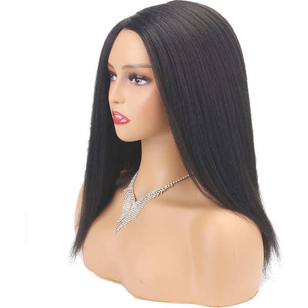 14" Black Kinky Straight Wig Female Natural Hair Woman Wigs Blonde/Brown/Red Yaki Synthetic Wig High Quality For Black Women