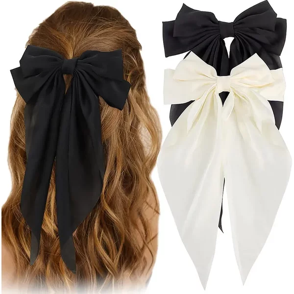 Pince à cheveux en satin solide pour filles, épingle à cheveux, ruban nœud, mode simple, élégant, rétro, bandeau de sauna, accessoires pour cheveux, 1,2 pièces