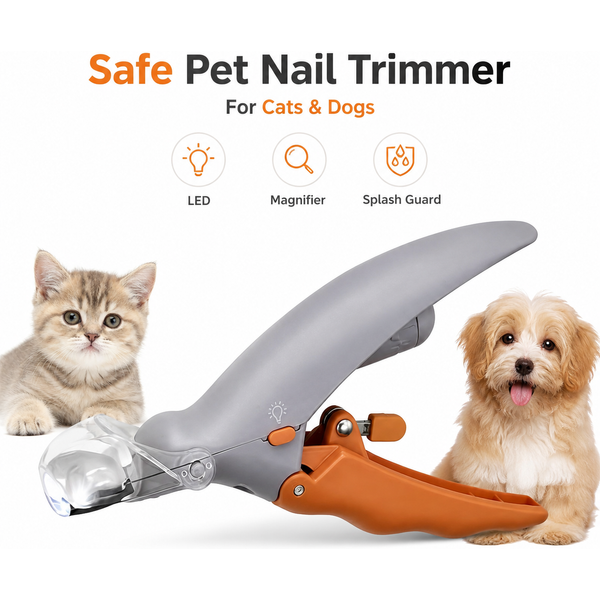 Professioneller Hunde- und Katzen-Nageltrimmer mit Eingebauter LED-Lupe und Spritzschutz Komfortabler ABS-Griff für Harte Nägel