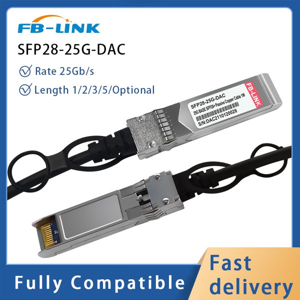 Câble DAC 25G, câble Twinax SFP28 vers SFP28, SFP Direct Attach Copper 1/3/5M, compatible avec les commutateurs Ethernet Cisco Huawei Mikrotik
