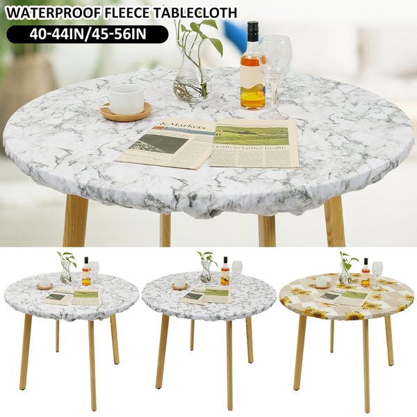 Wasserdichte runde Tischdecke, elastische Fixierungskanten, PVC-Tischdecke, Tischunterlage mit Flanellrückseite, ölbeständig, für Esstisch und Küche