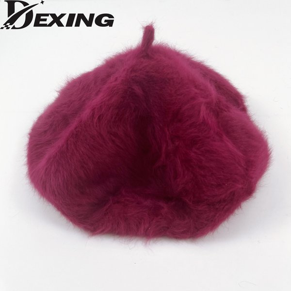 Kaninchen Fell Baskenmütze Französisch Winter Hüte Für Frauen Mädchen Dame Mode Berets Maler Hut Großhandel
