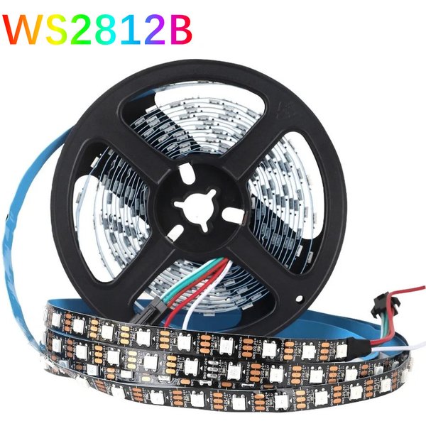 RGBIC Smart LED-Streifen WS2812B WS2812 5050, individuell adressierbarer IC 30/60/144 Pixel/LEDs/m, Licht DC5V, Schwarz, IP30/67 wasserdicht