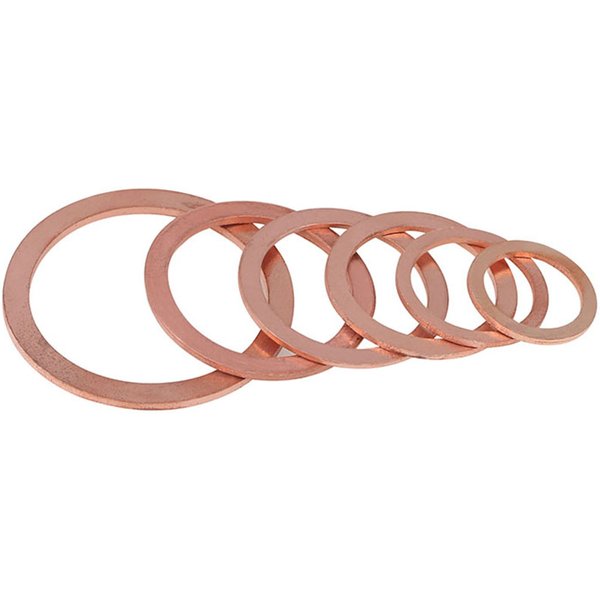 Rondelle en cuivre solide, bouchon de vidange, joint d'huile, épaisseur de 2mm, 5mm, 6mm, 7mm, 8mm, 10mm, 12mm, 14mm, 15mm, 16mm, 17mm, 18mm, 20mm, 21mm, 22mm, 24mm, 25mm, 26mm, 10 pièces par paquet