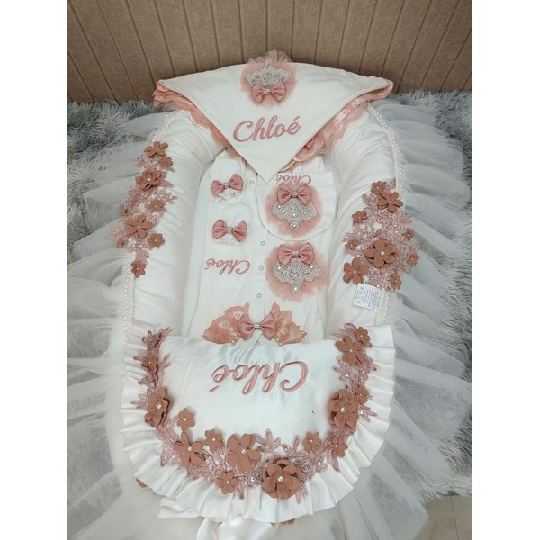 Races Bling-Ensemble de couverture brodée personnalisée pour nouveau-né, tenues de bienvenue pour la maison, bébé en coton, luxe, 5 pièces