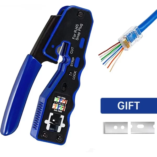 Outil de sertissage RJ45, coupe- sertir pour connecteur modulaire Cat6a Cat6 Cat5 8P8C, outil de fil Ethernet tout-en-un