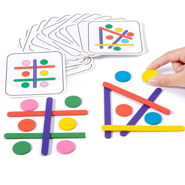 Children's Rainbow Stick Thinking Puzzle Wooden DIY Ice Cream Stick Puzzle Challenge Table Games Montessori Educational Toys
