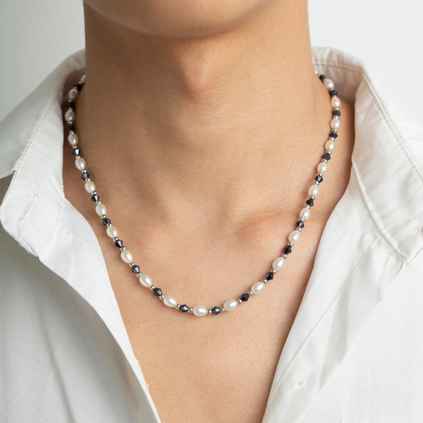 Salircon Mode Oval Imitation Perle Perlen Kurze Halsband männer Punk Handgemachte Schwarz Kristall Perlen Halskette Einfache Trend Schmuck