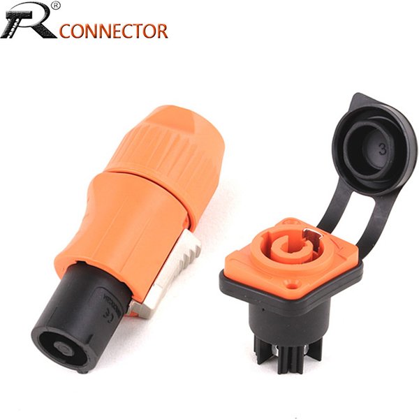 2pcs 3Pins IP65 Waterproof Locking Powercon Connector 20A 250V Power Male Plug or Female Chassis Socket Connector