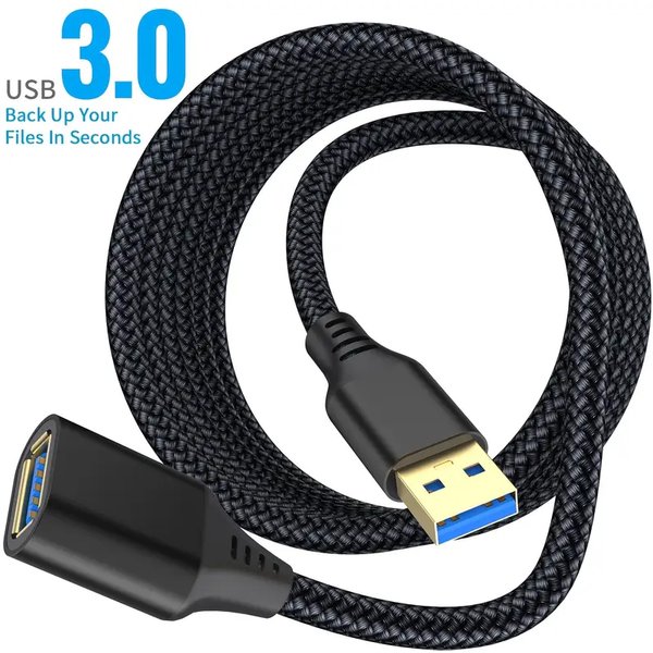 Nylon-USB-Verlängerungskabel, USB 3.0-Verlängerungskabel, Stecker auf Buchse, hohe Datenübertragungsrate, kompatibel avec Webcam et Drucker