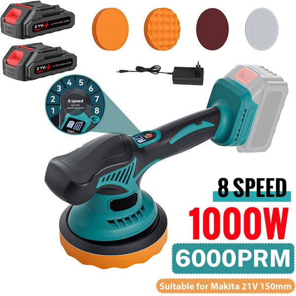 6000 U/min Akku-Autopolierer, 8 variable Geschwindigkeiten, Lithium-Elektro-Polier- und Wachsmaschine, Reparatur-Schleifmaschine, wiederaufladbares Akku-Werkzeugset
