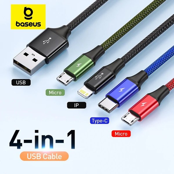 Baseus 3 en 1 Câble USB Type C Câble pour Samsung S20 Xiaomi Mi 9 Câble pour iPhone 12X11 Pro Max Huawei Chargeur Câble