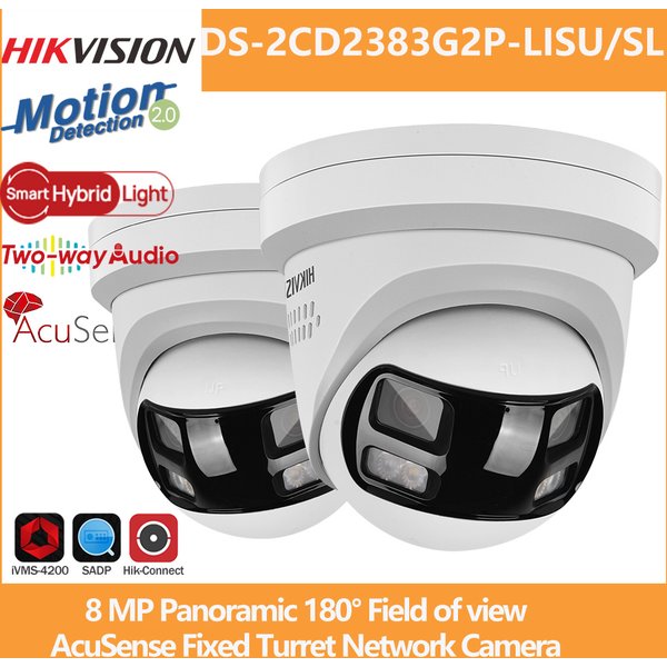 Hikvision DS-2CD2383G2P-LISU/SL 8MP IP-Kamera Smart Hybrid Light Kamera Doppellinse 180 ° 2-Wege-Audio-Stroboskoplicht-Audioalarm