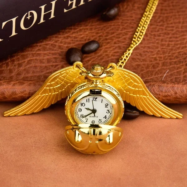 Heißer Film-Hit: Potter Goldener Schnatz Halskette – Zarte Quarz-Taschenuhr-Anhänger als Weihnachts- oder Geburtstagsgeschenk-Spielzeug