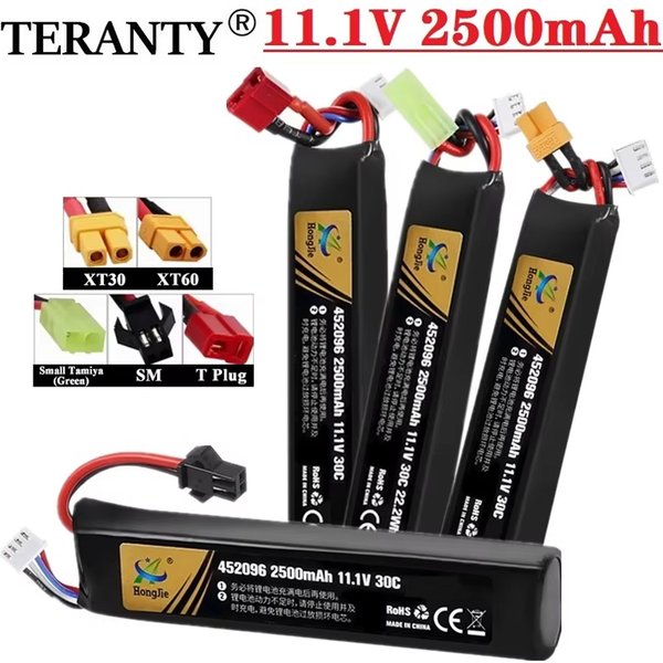 Akumulator Lipo 11.1V do pistoletu na wodę Airsoft 11.1V 3S 2500mAh 30C 452096 Akumulator do Airsofta, pistoletu na kulki BB, elektrycznych zabawek, części do pistoletów.