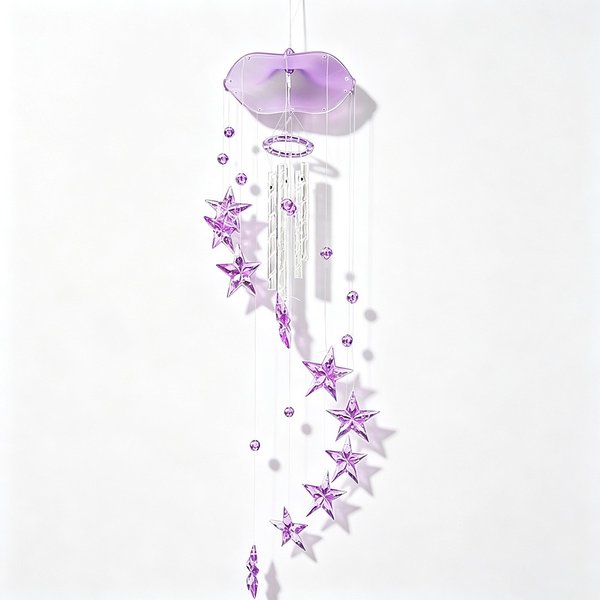 Metal Tubes Wind Chimes Bells Creative Design Bauhinia Shape Metal Tube Wind Chimes Acrylic Tubes 45cm Long Acrylic Wind Chimes