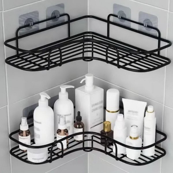 Étagère de salle de bain, support de caddie de douche, support de rangement triangulaire sans poinçonnage pour salle de bain et cuisine, étagère de douche, support de support de rangement pour