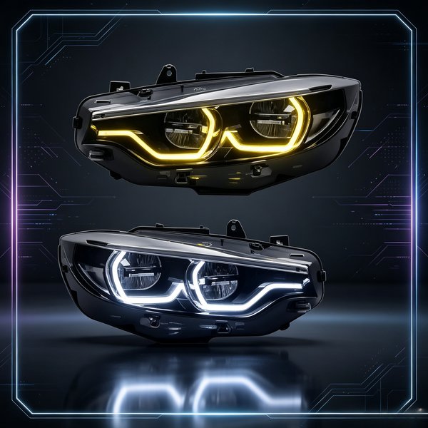 EU-Lager Gelbe Angel Eyes LED-Scheinwerfer-Einheit 1 Paar für BMW 4er Serie F32 F36 F80 428i 430i 435i 2013-2020 Plug & Play DRL Frontscheinwerfer
