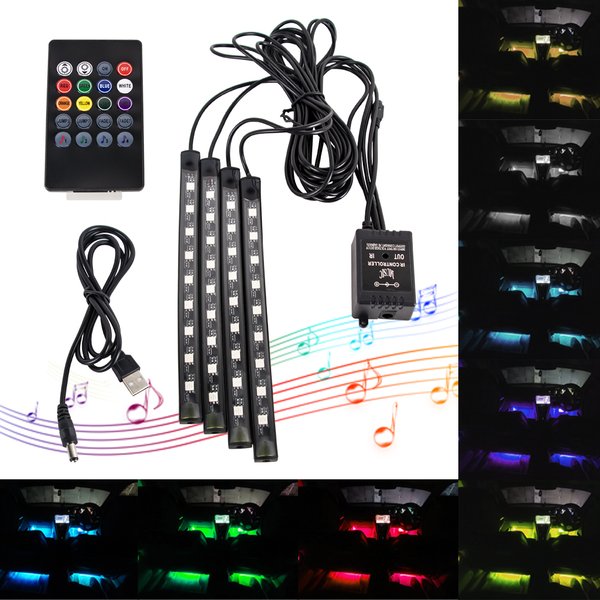Neon 36 48 72 LED Auto Innen Umgebungsfußlicht mit USB Drahtlose Fernbedienung Musik APP Steuerung Auto RGB Atmosphäre Dekorative Lampe