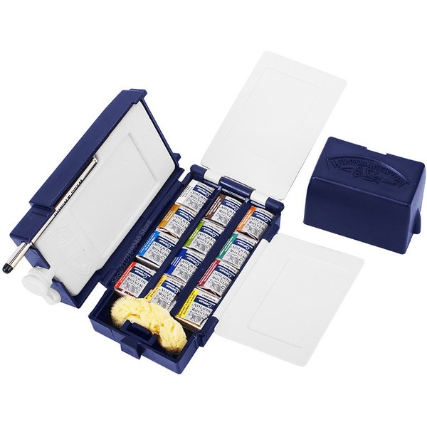 Winsor Newton – ensemble de voyage pour aquarelle, Portable, 12 couleurs, demi-bloc, croquis de luxe, spécial débutant, fournitures d'art peintes à la main