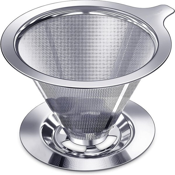 LMETJMA-Goutteur de café réutilisable, en acier inoxydable, tasse unique, 1-4 standard, sans papier, JT204