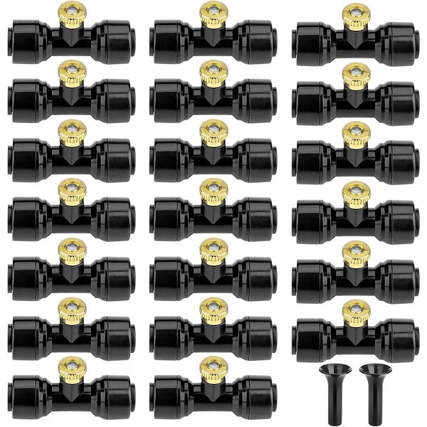 Ensemble de buses pour système de brumisation, tuyau de brumisation, étanche, résistant à l'eau, adapté pour 1/4 ", 20 pièces